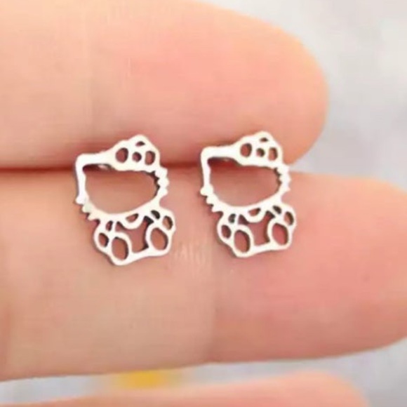 Hello Kitty Silver earring stud 2 pairs pierced ears studs earrings new jewelry - Picture 2 of 9